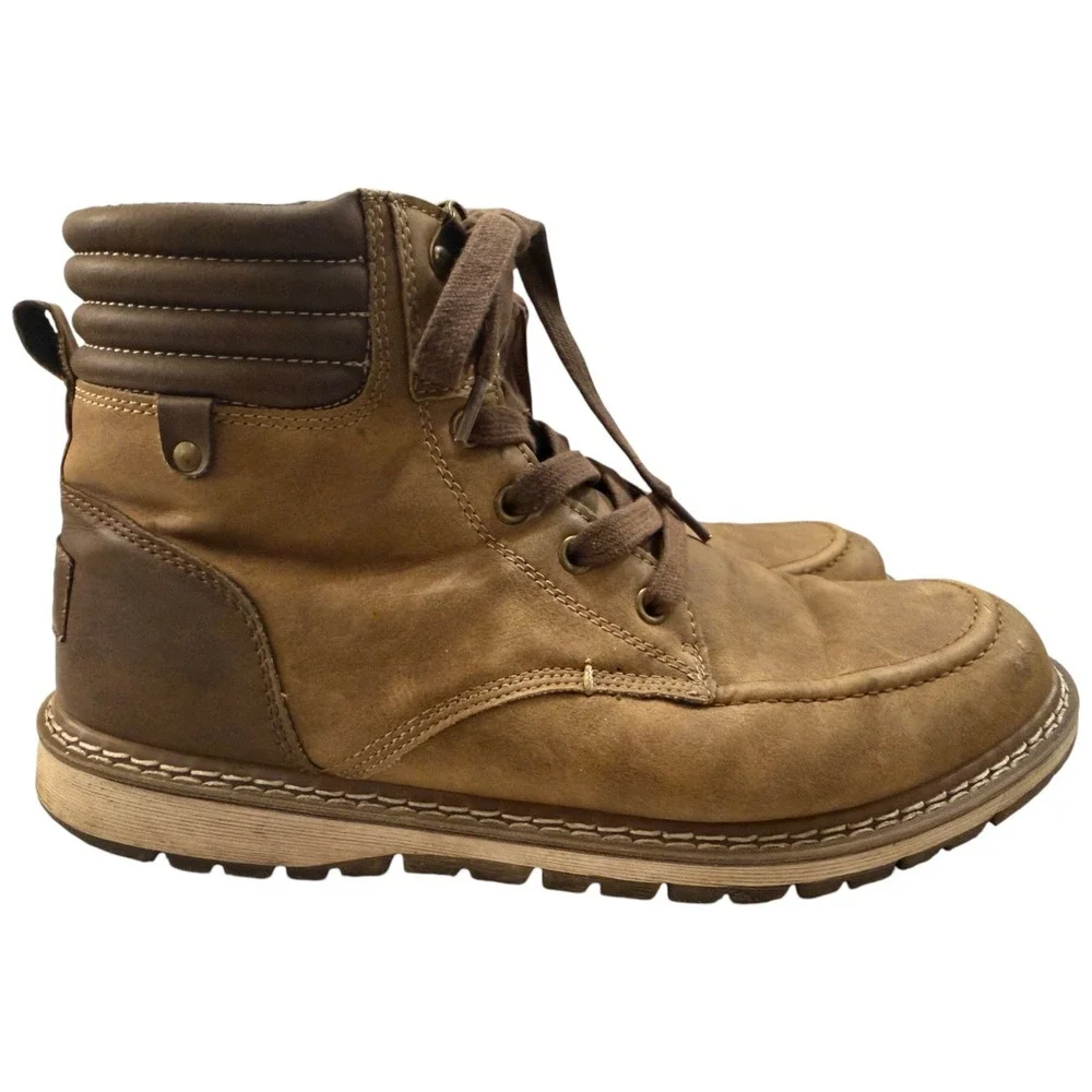 BKE Midtown Mens Boots Tan Brown Moc Toe Lace Side Zip Heritage Rugged Size 10‎